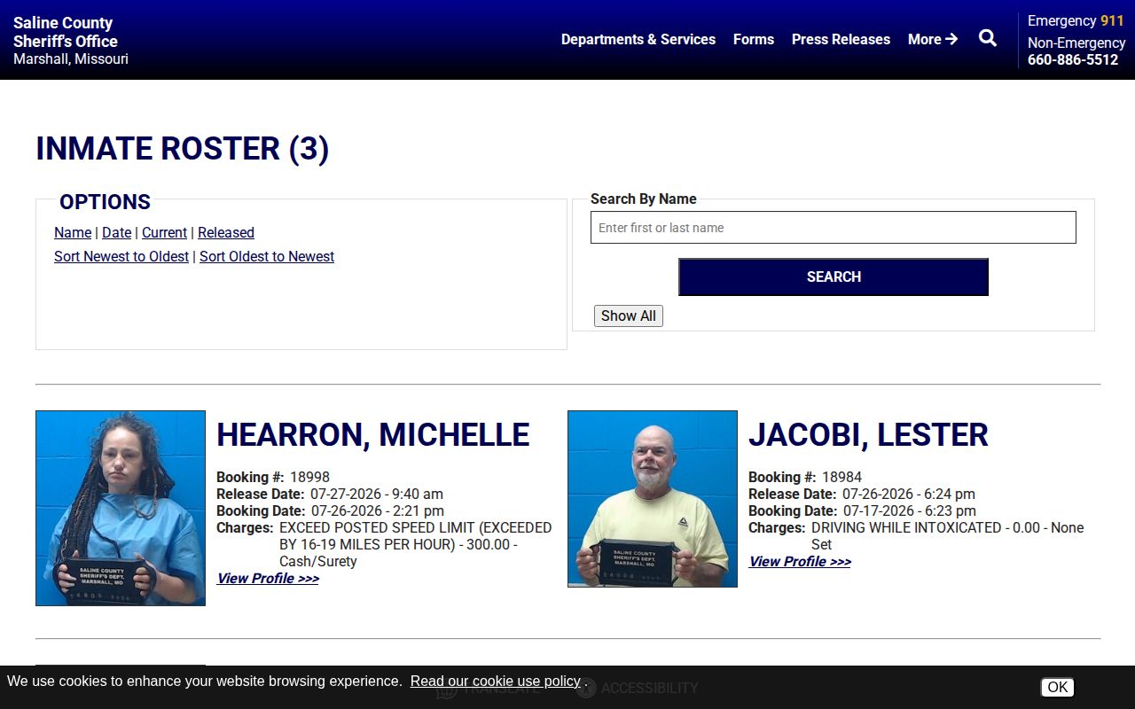 Saline County 24-hour release check using the official 48-hour released list